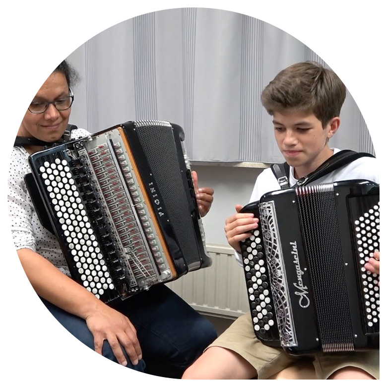 Instrument accordeon in de academie van Grimbergen